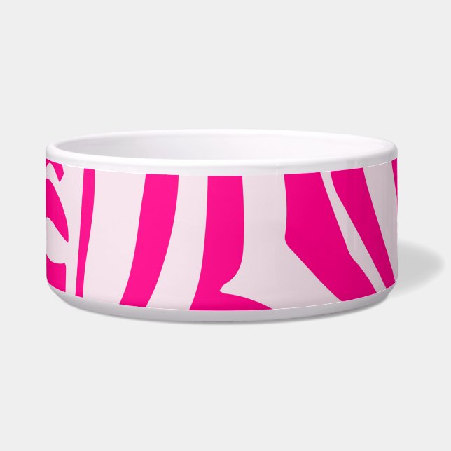 Roze zebra print voerbakje (Voorkant)