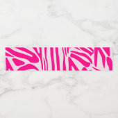 Roze zebra print waterfles etiket (Enkel label)