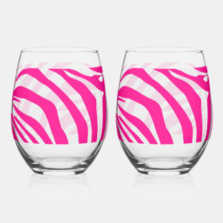 Roze zebra print wijnglas zonder voet