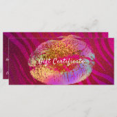 Roze Zebra regenbooglitter Lips Cadeaubon (Voorkant / Achterkant)