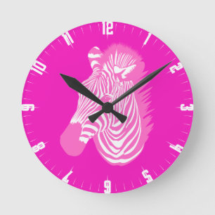 Roze Zebra Ronde Klok