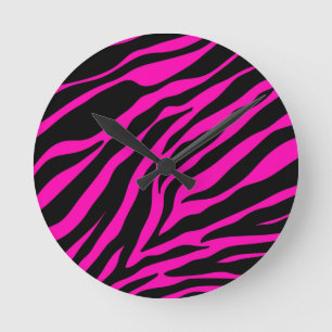 roze zebra ronde klok
