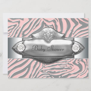 Roze zebra roze zebra baby girl shower kaart