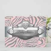 Roze Zebra Roze Zebra Baby Meisje Douche Kaart (Staand voorkant)