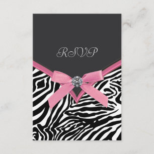 Roze Zebra RSVP Kaarten Kaartje
