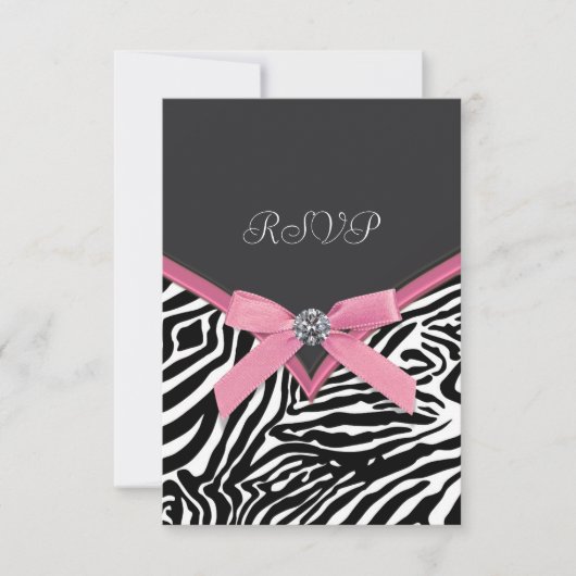 Roze Zebra RSVP Kaarten Kaartje (Voorkant)