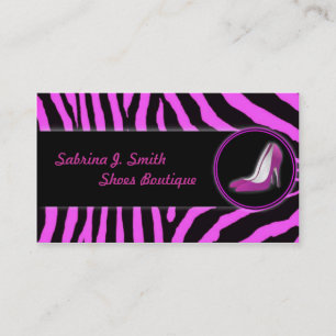 Roze Zebra schoenen Boutique Visitekaartje