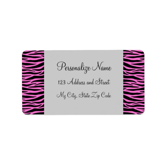 Roze Zebra Strepen Labels (Voorkant)