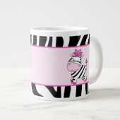Roze Zebra Stripe 20oz Jumbo Coffee Mok met Zebra (Voorkant rechts)