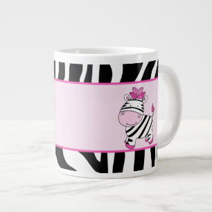 Roze Zebra Stripe 20oz Jumbo Coffee Mok met Zebra