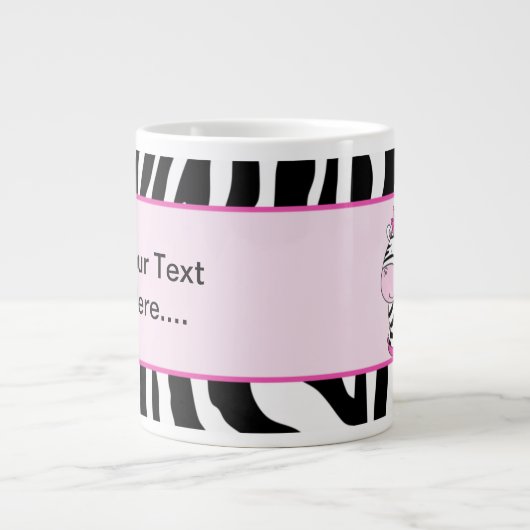 Roze Zebra Stripe 20oz Jumbo Coffee Mok met Zebra (Voorkant)