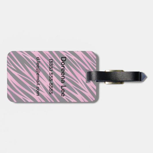 Roze Zebra Stripe achtergrond Bagagelabel (Achterkant horizontaal)