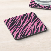 Roze Zebra Stripe achtergrond Bier Onderzetter (Linkerzijde)