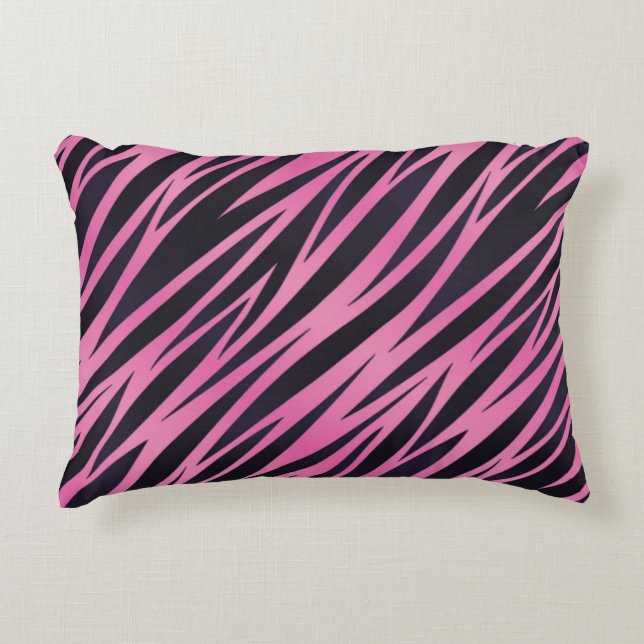 Roze Zebra Stripe achtergrond Decoratief Kussen (Voorkant)