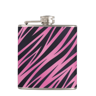 Roze Zebra Stripe achtergrond Heupfles