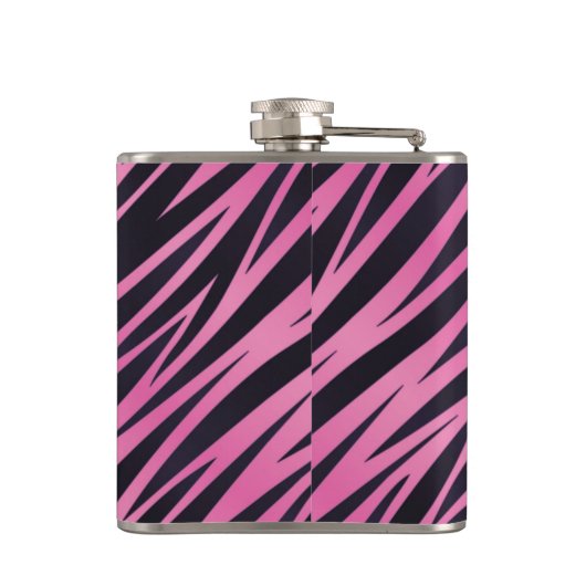 Roze Zebra Stripe achtergrond Heupfles (Achterkant)
