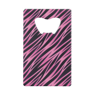Roze Zebra Stripe achtergrond Kredietkaart Flessenopener