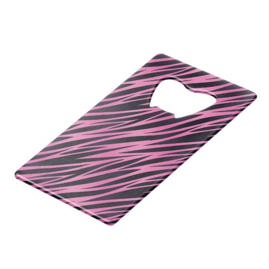 Roze Zebra Stripe achtergrond Kredietkaart Flessenopener (Achterkant Gekanteld)