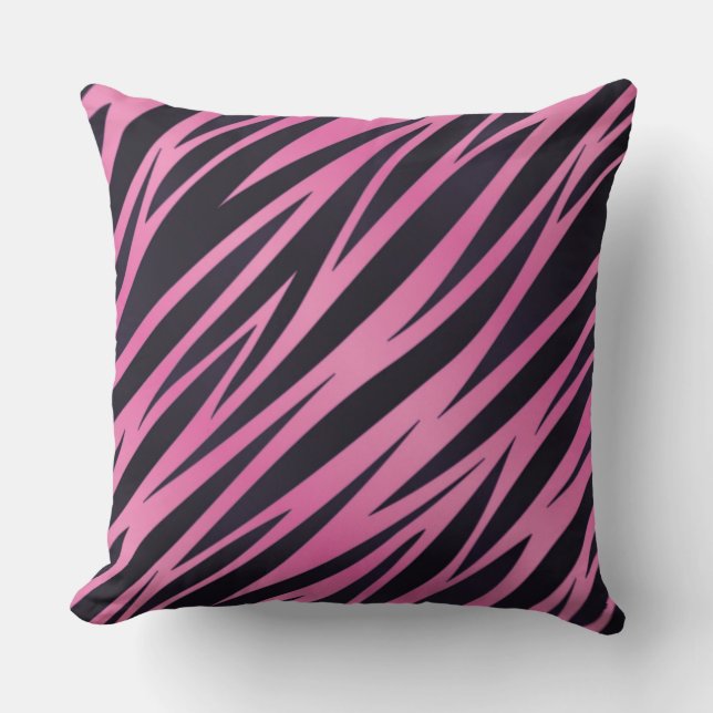 Roze Zebra Stripe achtergrond Kussen (Voorkant)