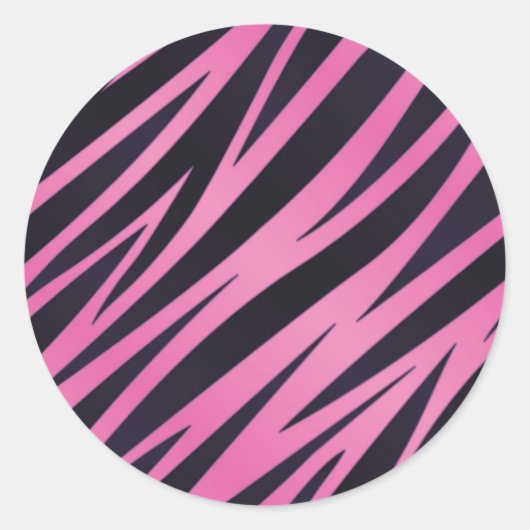Roze Zebra Stripe Achtergrond Ronde Sticker (Voorkant)