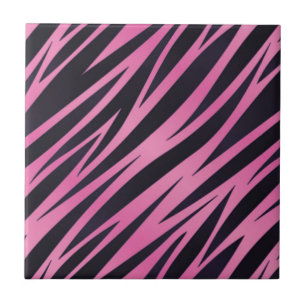 Roze Zebra Stripe achtergrond Tegeltje
