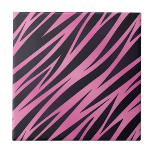 Roze Zebra Stripe achtergrond Tegeltje (Voorkant)