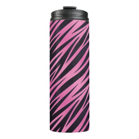 Roze Zebra Stripe achtergrond Thermosbeker (Voorkant)