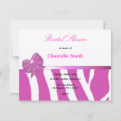 Roze Zebra Stripe Bridal Shower Kaart (Voorkant)