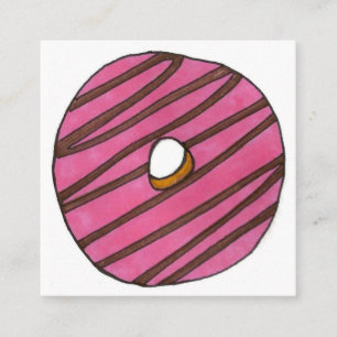 Roze Zebra Stripe Donut Doughnut Shop Breakfast Vierkante Visitekaartje