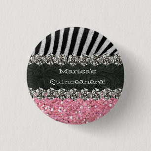 Roze Zebra Stripes Celebratie Ronde Button 3,2 Cm