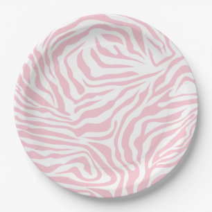 Roze Zebra Stripes Wild Dierlijk printpatroon Papieren Bordje