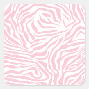 Roze Zebra Stripes Wild Dierlijk printpatroon Vierkante Sticker