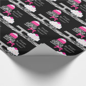 Roze Zebra taart en cupcake inpakpapier (Hoek)