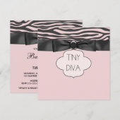 Roze Zebra Tiny Diva Girl Baby shower Kaart (Voorkant / Achterkant)