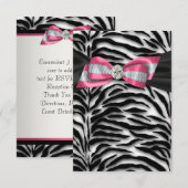 Roze zebra uitnodiging RSVP (Voorkant / Achterkant)