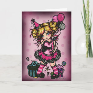 Roze Zebra Verjaardag Meisje Fairy Fantasy Art Kaart