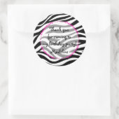 Roze Zebra verjaardagsfeestje gunst Ronde Sticker (Tas)