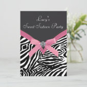 Roze Zebra verjaardagsfeestje Kaart (Staand voorkant)