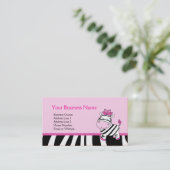 Roze Zebra  visitekaartje (Staand voorkant)