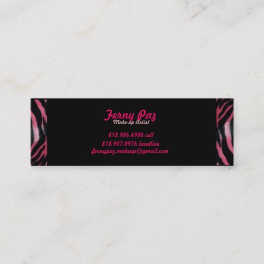 Roze Zebra Visitekaartje (Voorkant)