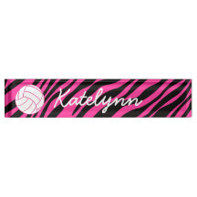 Roze Zebra Volleyball Monogram Desk Name Bord