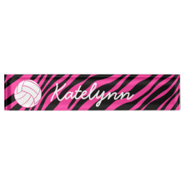 Roze Zebra Volleyball Monogram Desk Name Bord Naambordje