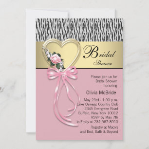Roze Zebra Zwart Goud Zebra Bruiloftsuitnodiging Kaart