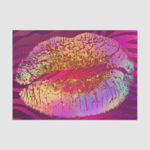 Roze Zebradruk Regenboog Gouden Glitter Lippen Fee Tissuepapier