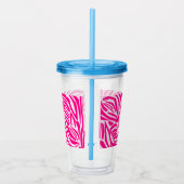 Roze zebraprint acryl drinkbeker (Rechts)