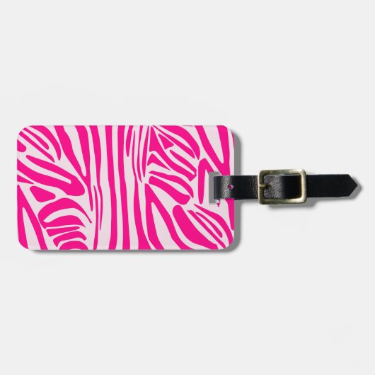 Roze zebraprint bagagelabel (Voorkant horizontaal)