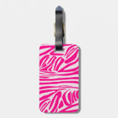 Roze zebraprint bagagelabel (Achterkant verticaal)