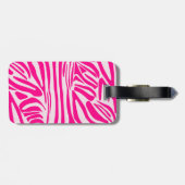Roze zebraprint bagagelabel (Achterkant horizontaal)