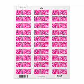 Roze zebraprint etiket (Full Sheet)