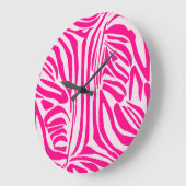 Roze zebraprint grote klok (Hoek)